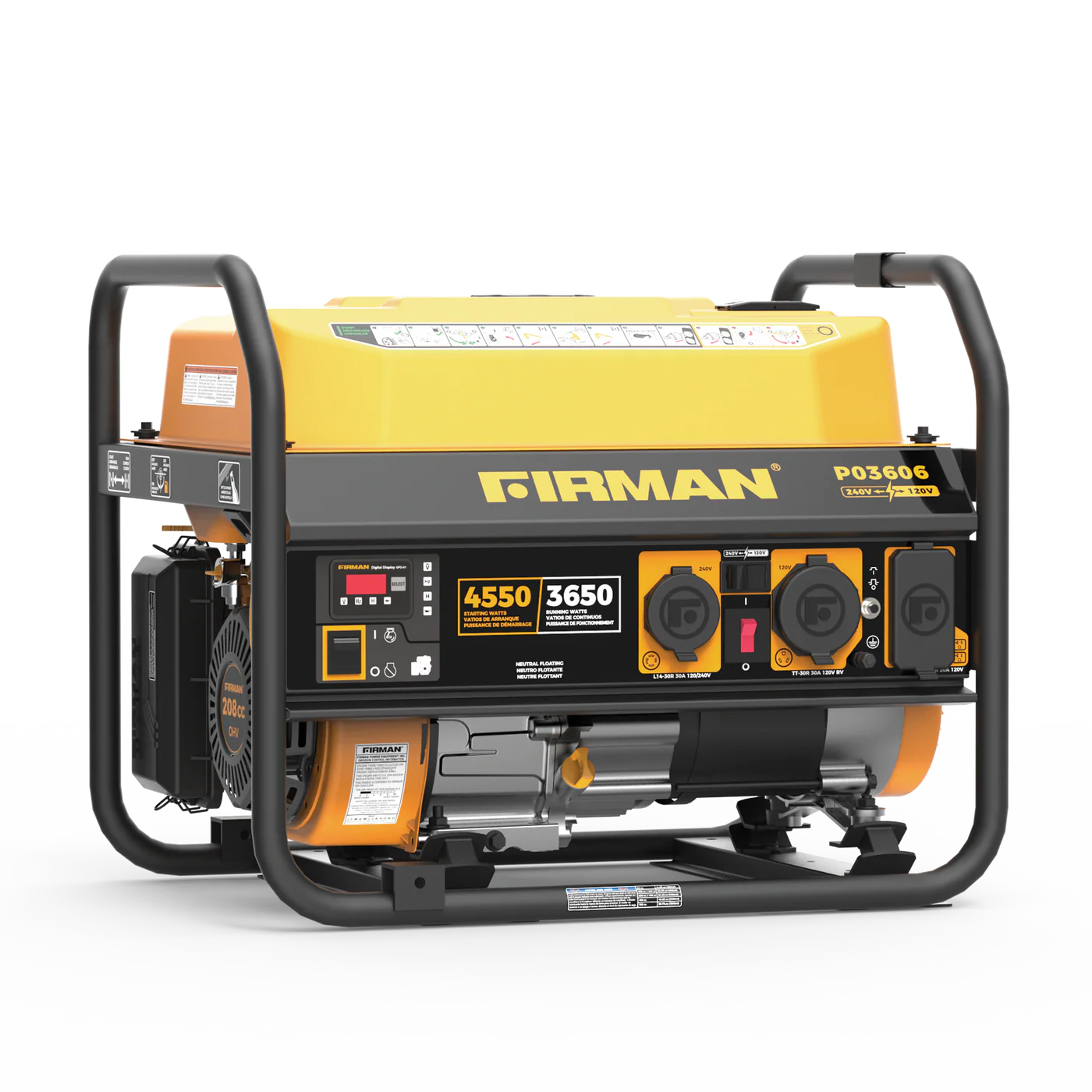 Gas Portable Generator 4550W Recoil Start 120/240V
