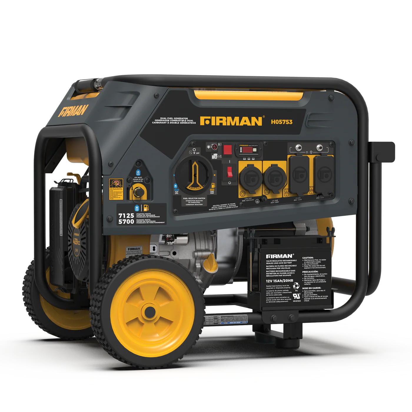 Dual Fuel Portable Generator 5700W Electric Start 120/240V
